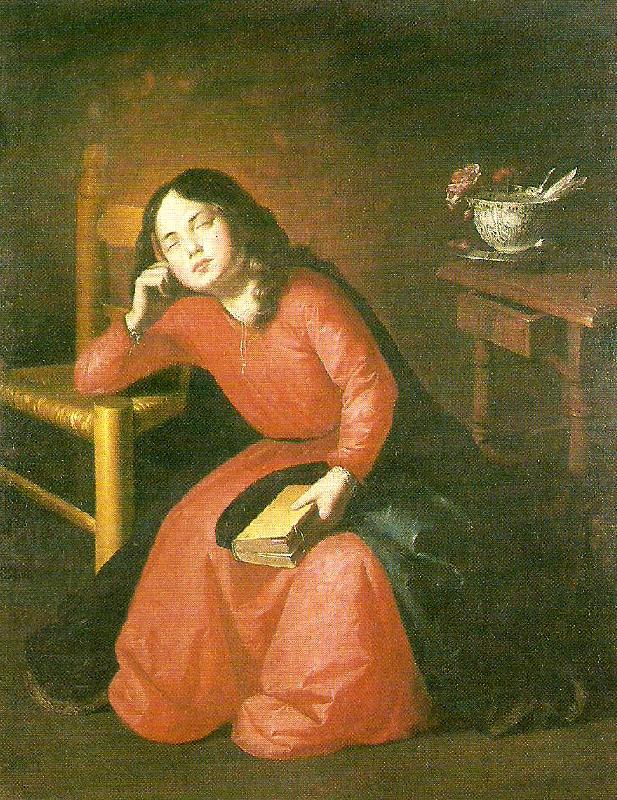 Francisco de Zurbaran the girl virgin asleep Germany oil painting art